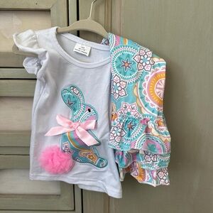 Mud Pie White and Pink Short Sleeve Tee